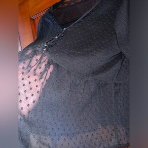 ⭐️Hollister⭐️Black Long-sleeve see through Baby Doll Shirt, size Medium ⭐️